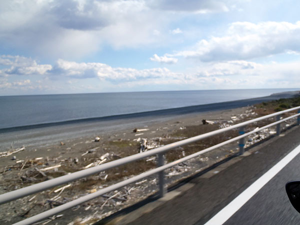 国道４２号線沿いの海